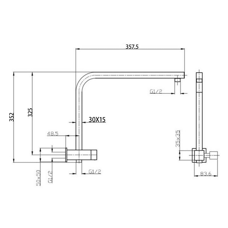 Upgrade your shower with our Black Stainless Steel & Solid Brass Fixed Shower Rail Square. Stylish, durable, and easy to install. Shop now for a modern shower!-Shower Rail-Ezymall AU