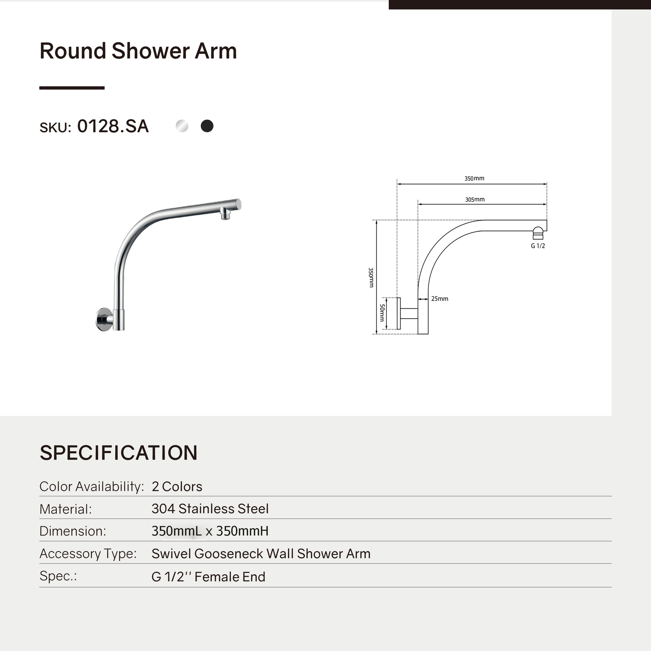 Upgrade your bathroom with our Stainless Steel Swivel Curved Wall Shower Arm in Black. Enjoy flexibility and modern design. Shop now at Ezymall Australia!-Shower Arm-Ezymall AU