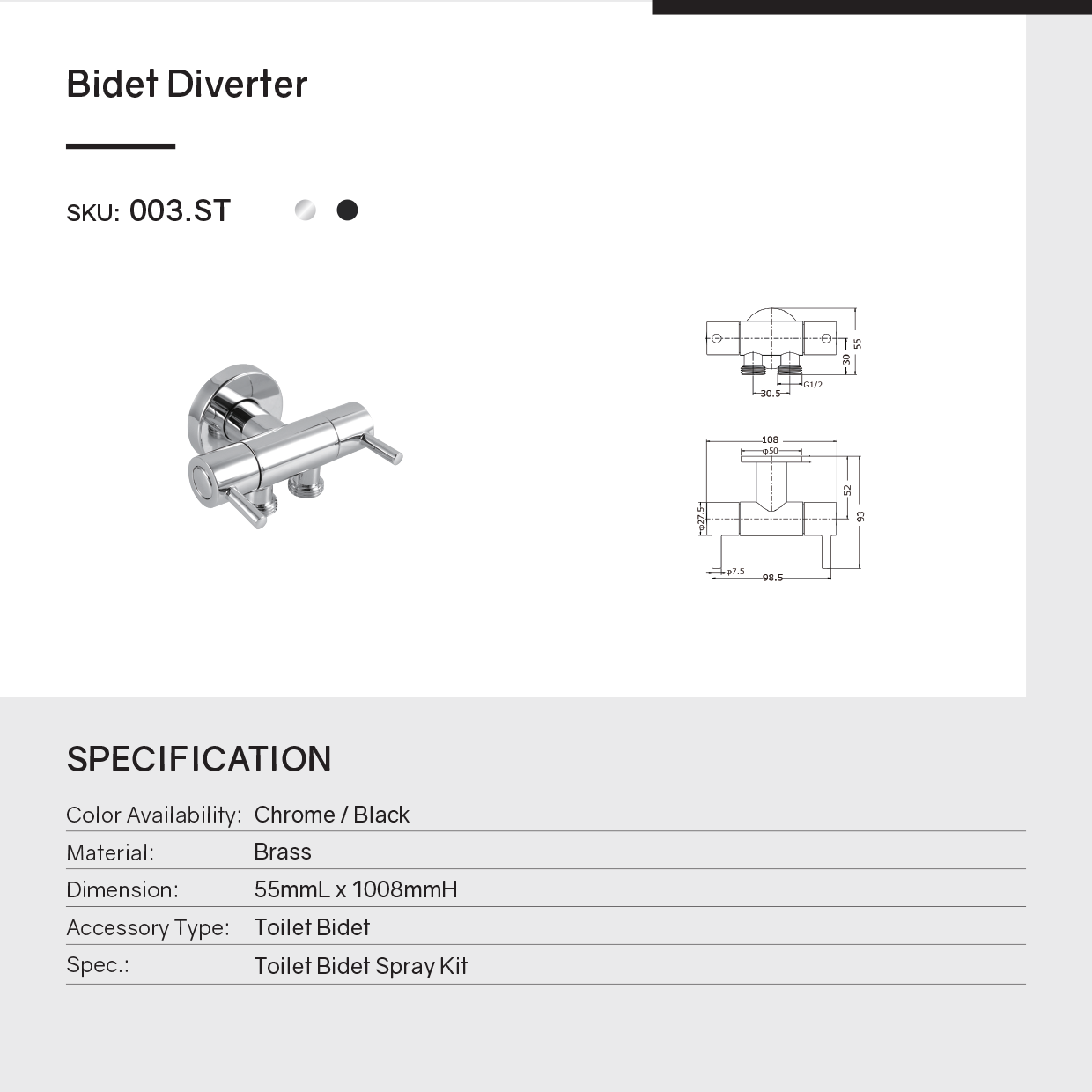 Enhance your toilet with the Independent Dual Control Bidet Valve in black. This tap provides easy and independent control for a refreshing clean. Buy now at Ezymall!-Bidet-Ezymall AU
