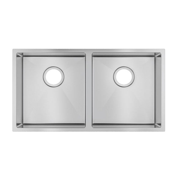 Stainless Steel Round Corner Handmade Double Bowl Kitchen Sink 820x457x230mm- Chrome Silver