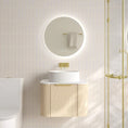 Load image into Gallery viewer, Upgrade your bathroom with the Elva 590mm Wall Hung Vanity. Natural Oak finish, rounded edges and premium handle options available.-Vanity-Brushed Brass Gold-Cabinet Only-Ezymall AU
