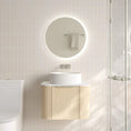 Load image into Gallery viewer, Upgrade your bathroom with the Elva 590mm Wall Hung Vanity. Natural Oak finish, rounded edges and premium handle options available.-Vanity-Brushed Nickel Silver-Cabinet Only-Ezymall AU
