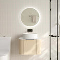 Load image into Gallery viewer, Upgrade your bathroom with the Elva 590mm Wall Hung Vanity. Natural Oak finish, rounded edges and premium handle options available.-Vanity-Matte Black-Cabinet Only-Ezymall AU
