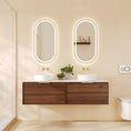 Load image into Gallery viewer, Upgrade your bathroom with the Paris 1490mm Wall Hung Vanity. Walnut Woodmatt finish, double drawers and premium top options available.-Vanity-Brushed Brass Gold-Cabinet Only-Ezymall AU
