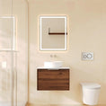 Load image into Gallery viewer, Upgrade your bathroom with the Paris 590mm Wall Hung Vanity. Walnut Woodmatt finish, brushed gold handle and premium top options available.-Vanity-Brushed Nickel Silver-Cabinet Only-Ezymall AU
