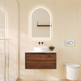 Load image into Gallery viewer, Upgrade your bathroom with the Paris 740mm Wall Hung Vanity. Walnut Woodmatt finish, premium handle options and customisable top selections.-Vanity-Matte Black-Cabinet Only-Ezymall AU
