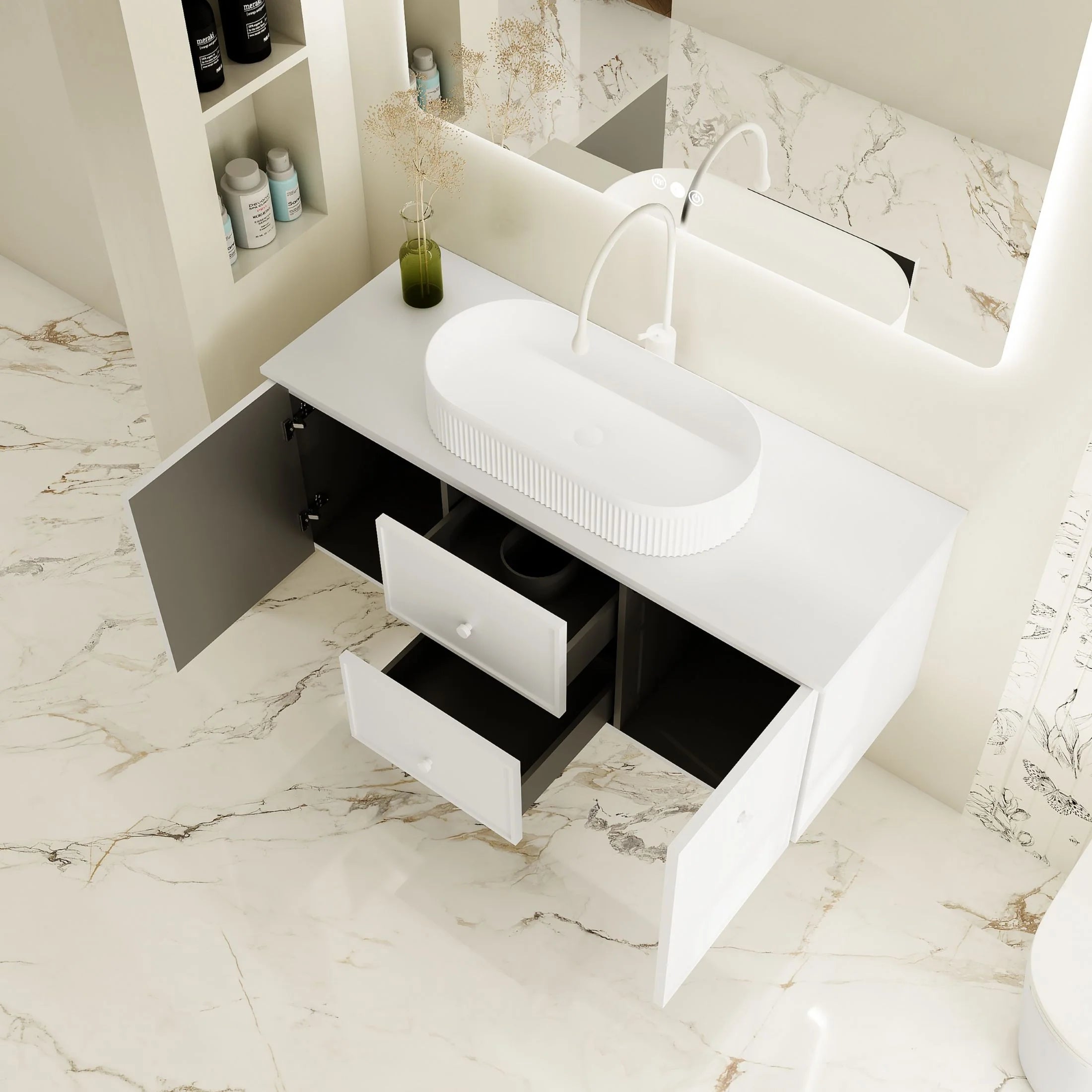 Upgrade your bathroom with the Seattle 1200mm Wall Hung Vanity. Single or double bowl options, generous storage and premium top selections.-Vanity-Luna White Stone Top-Ezymall AU