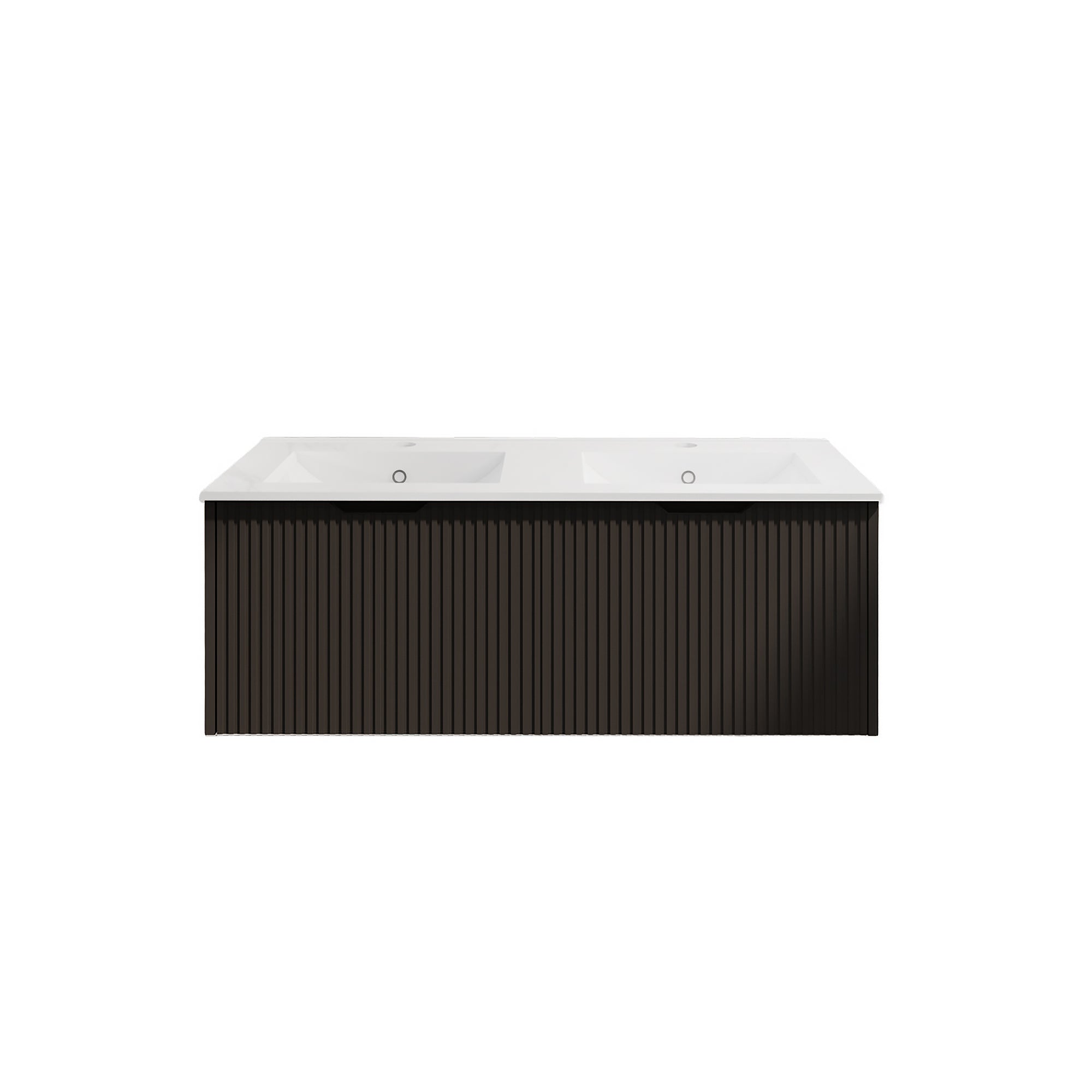 Vienna 1200mm Wall Hung Fluted Vanity Cabinet Double Bowl - Matte Black