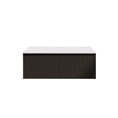 Load image into Gallery viewer, Vienna 1200mm Wall Hung Fluted Vanity Cabinet Double Bowl - Matte Black
