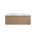 Load image into Gallery viewer, Vienna 1500mm Wall Hung Fluted Vanity Cabinet (Double Bowl) - American Oak
