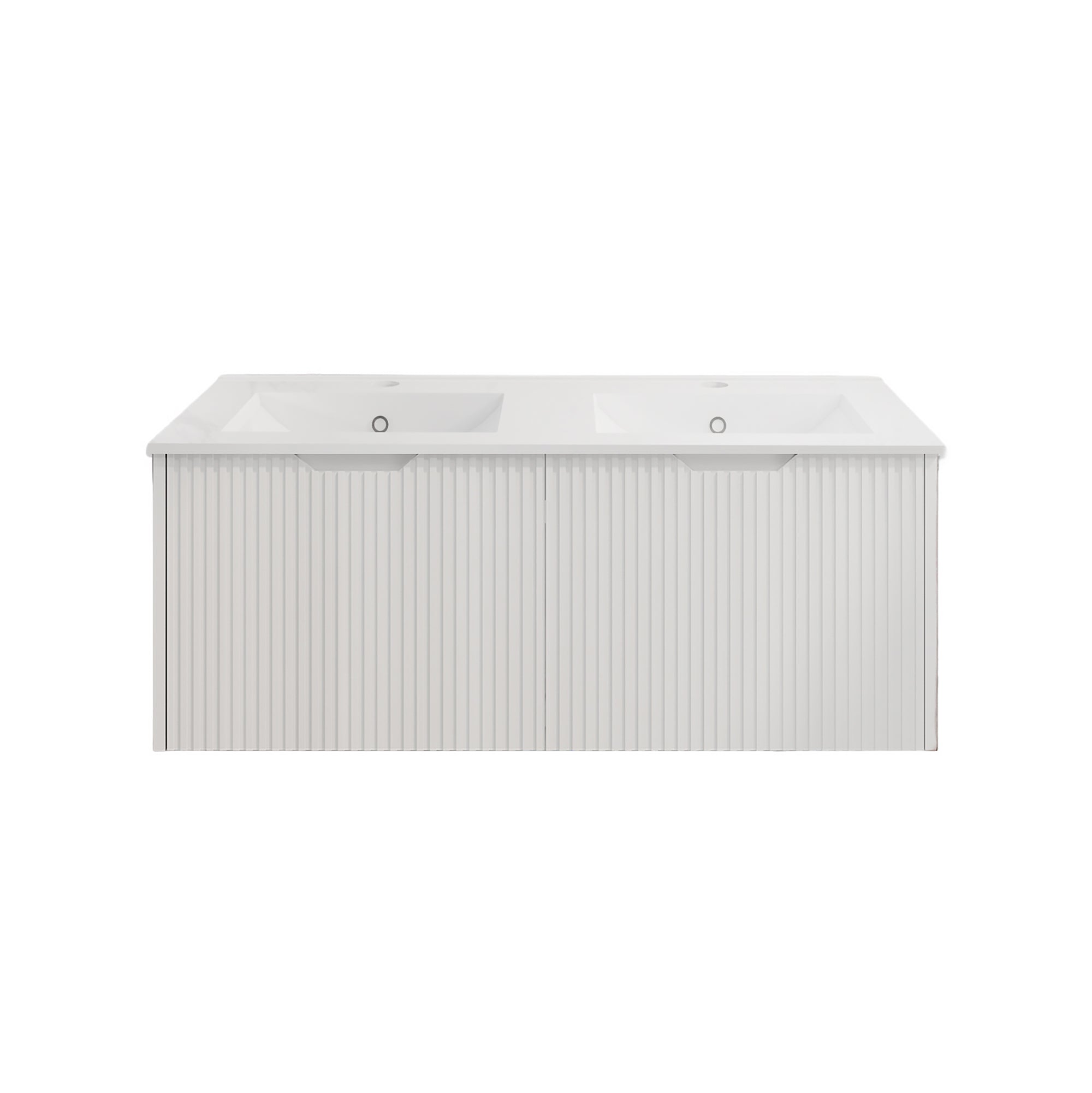 Vienna 1500mm Wall Hung Fluted Vanity Cabinet (Double Bowl) - Matte White