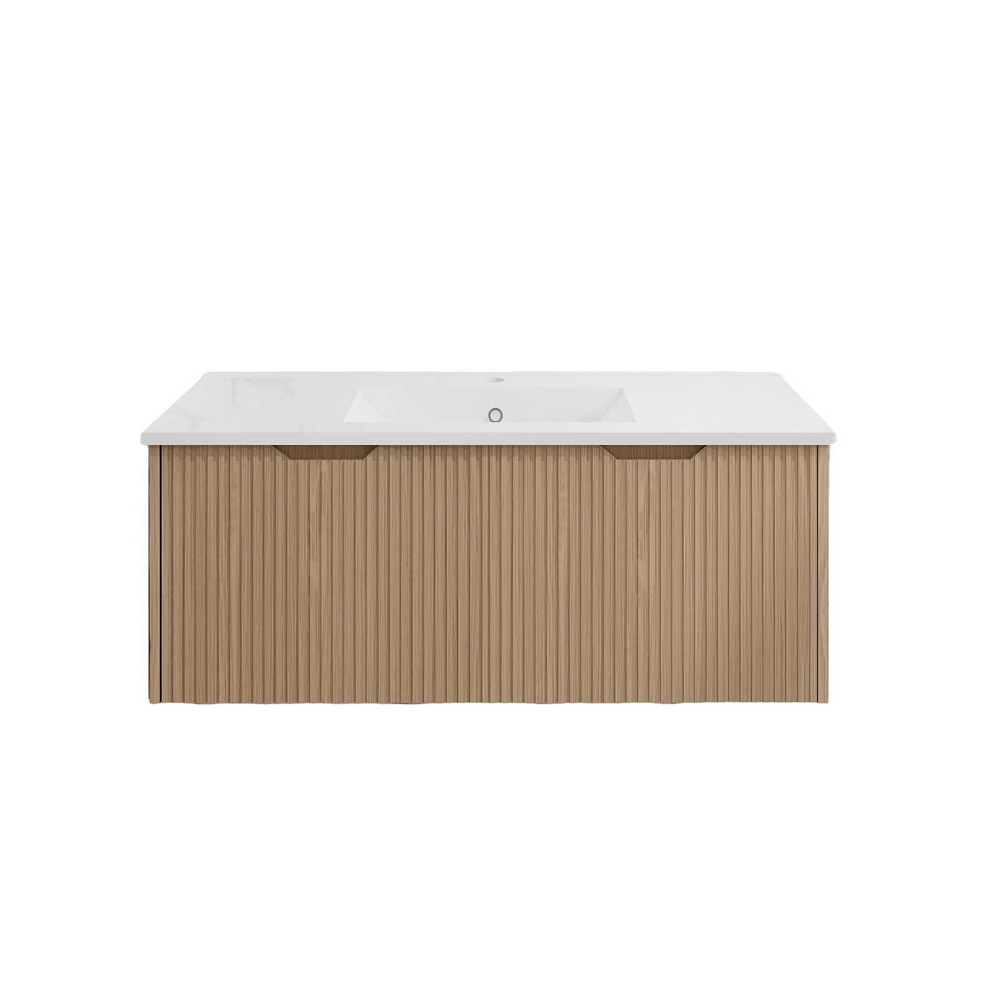 Vienna 1500mm Wall Hung Fluted Vanity Cabinet - American Oak