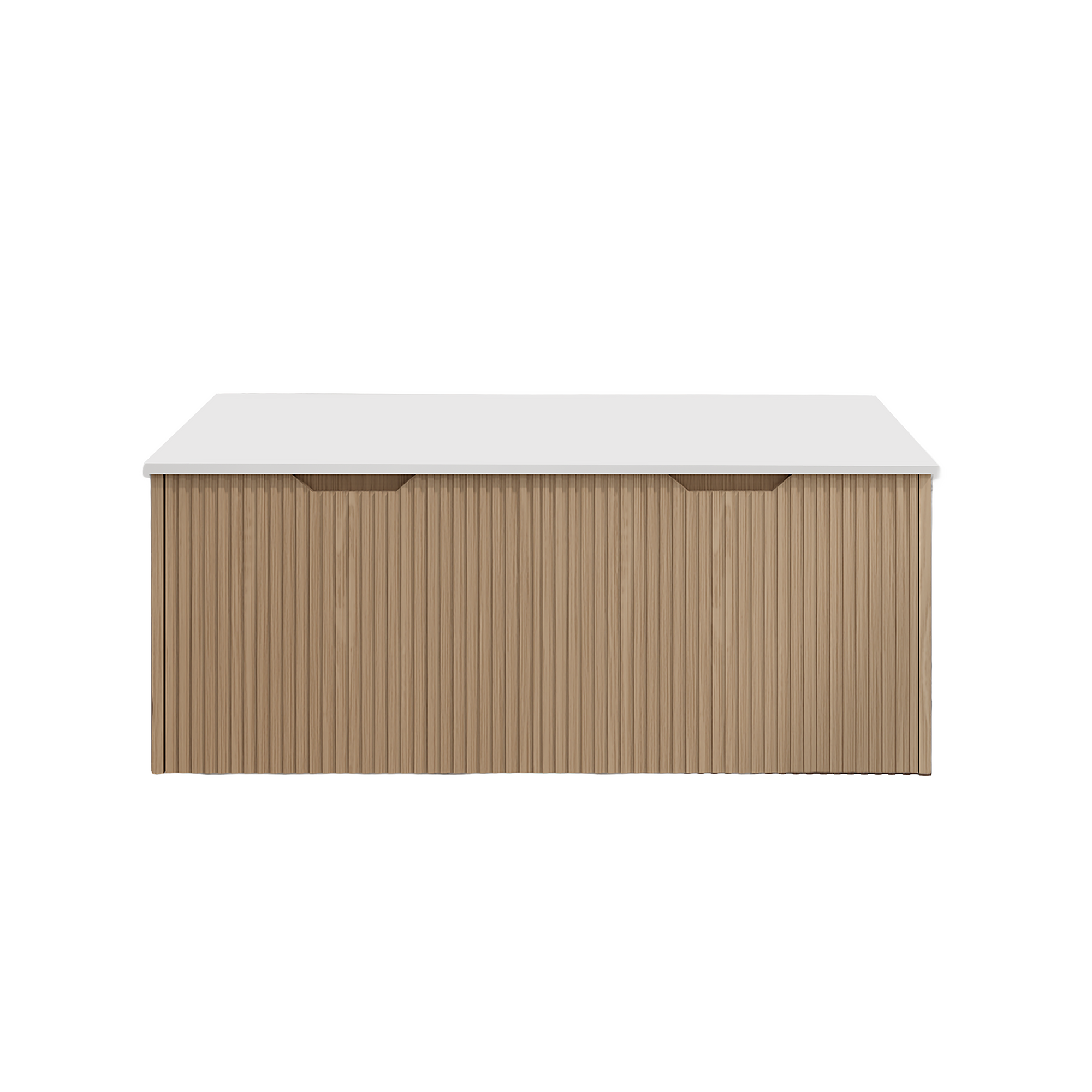 Vienna 1500mm Wall Hung Fluted Vanity Cabinet (Double Bowl) - American Oak