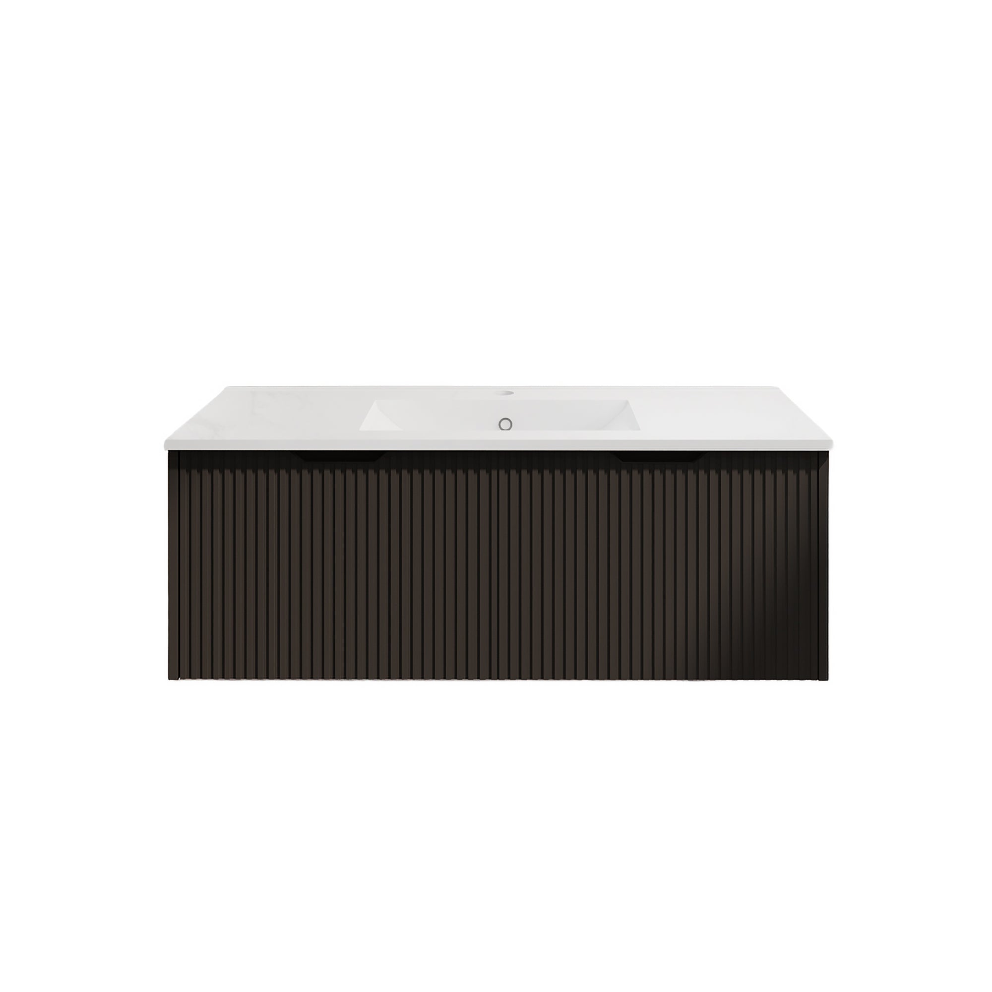 Vienna 1500mm Wall Hung Fluted Vanity Cabinet - Matte Black