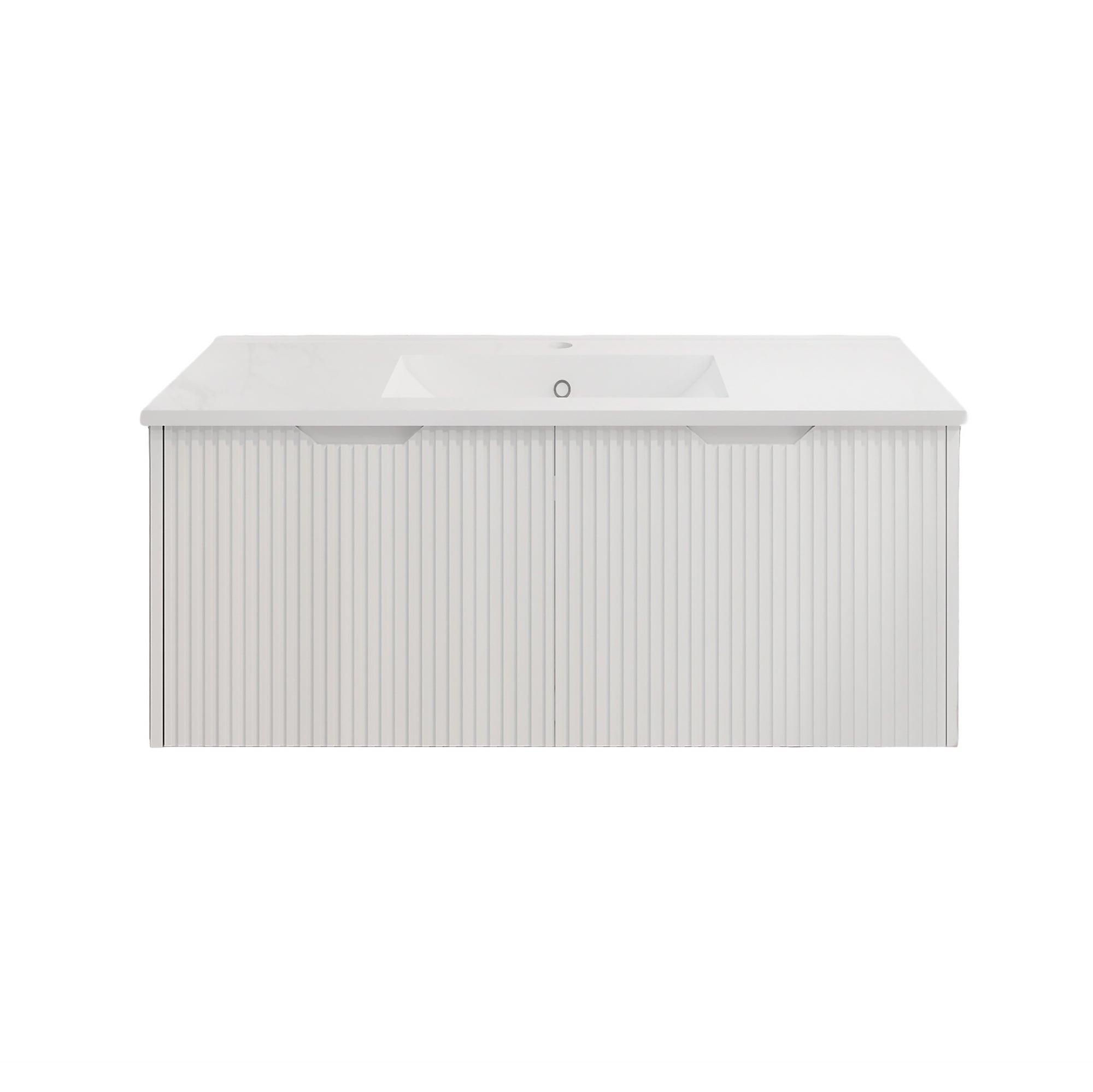 Vienna 1500mm Wall Hung Fluted Vanity Cabinet -Matte White