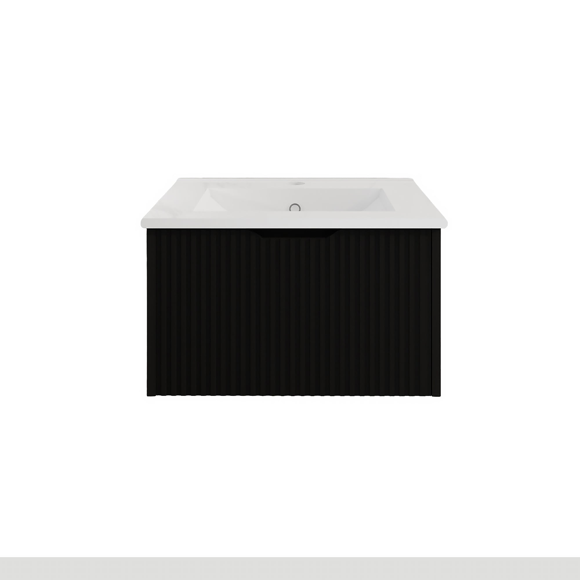 Vienna 600mm Wall Hung Fluted Vanity Cabinet - Matte Black