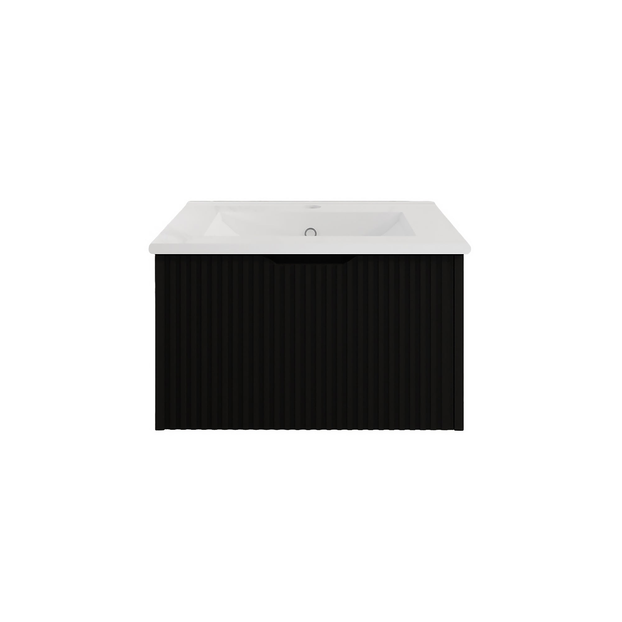 Vienna 750mm Wall Hung Fluted Vanity Cabinet - Matte Black
