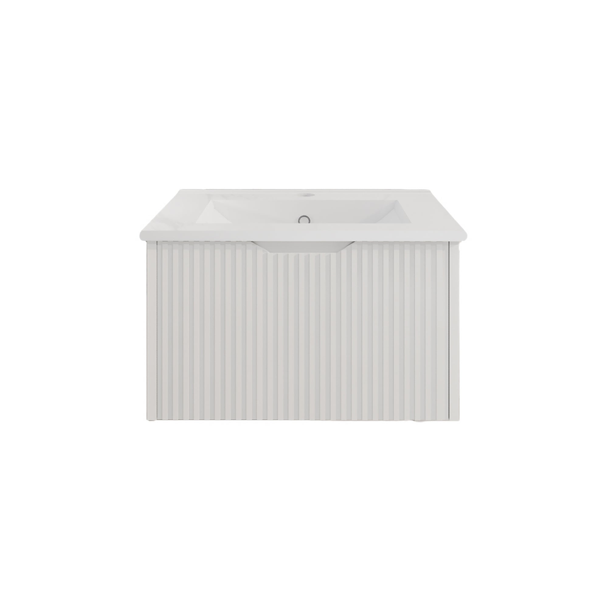 Vienna 900mm Wall Hung Fluted Vanity Cabinet - Matte White