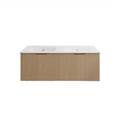Load image into Gallery viewer, Vienna 1200mm Wall Hung Fluted Vanity Cabinet (Double Bowl) - American Oak
