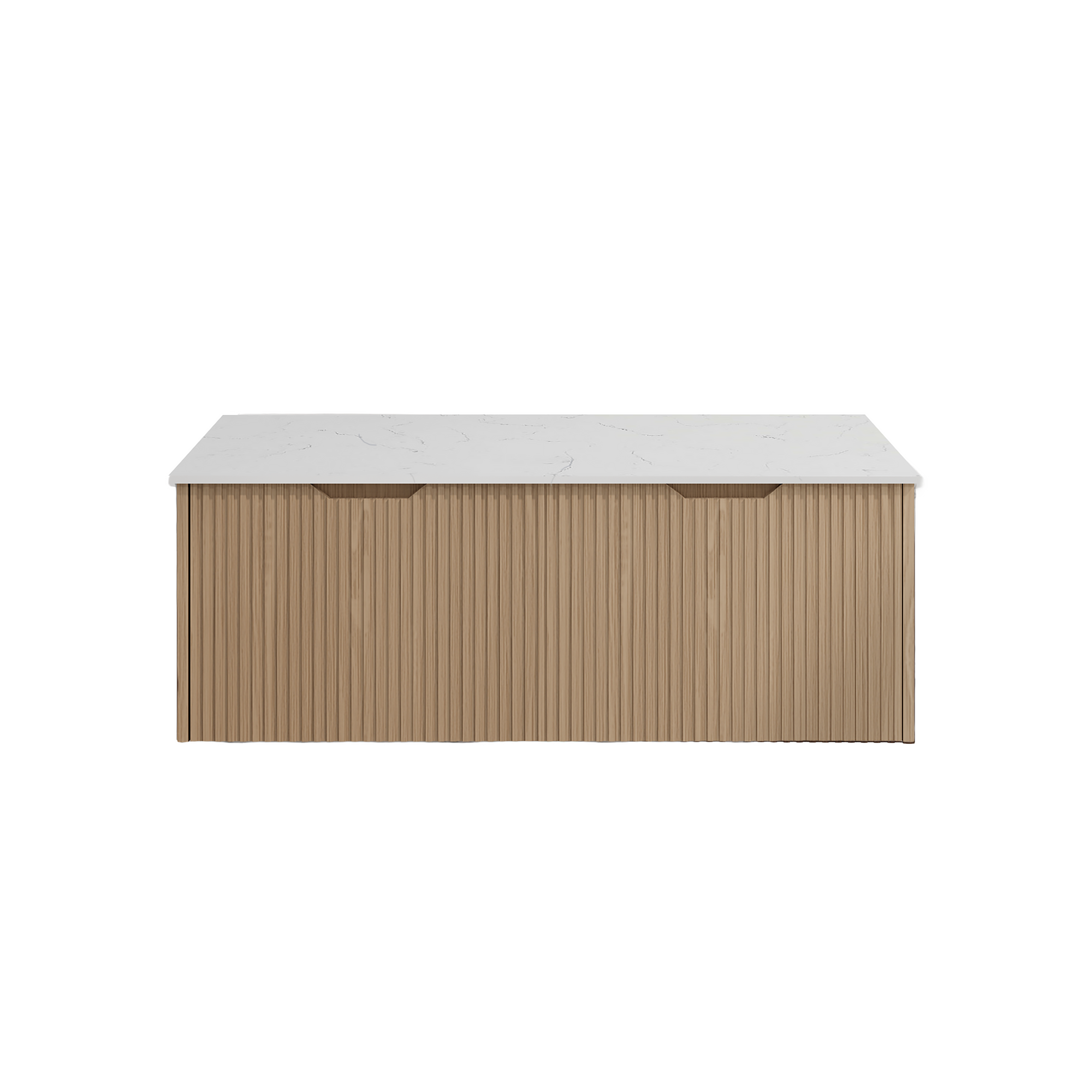 Vienna 1200mm Wall Hung Fluted Vanity Cabinet (Double Bowl) - American Oak