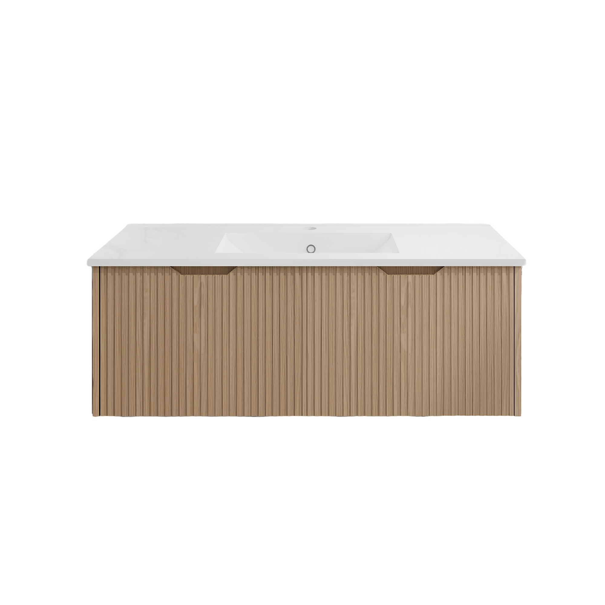 Vienna 1200mm Wall Hung Fluted Vanity Cabinet - American Oak