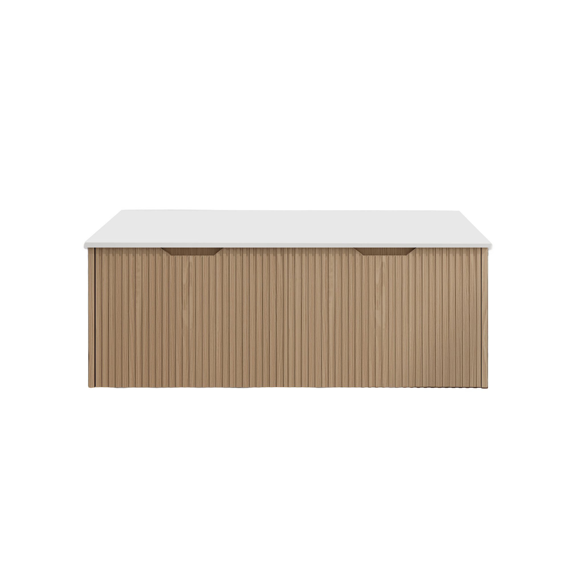 Vienna 1200mm Wall Hung Fluted Vanity Cabinet (Double Bowl) - American Oak