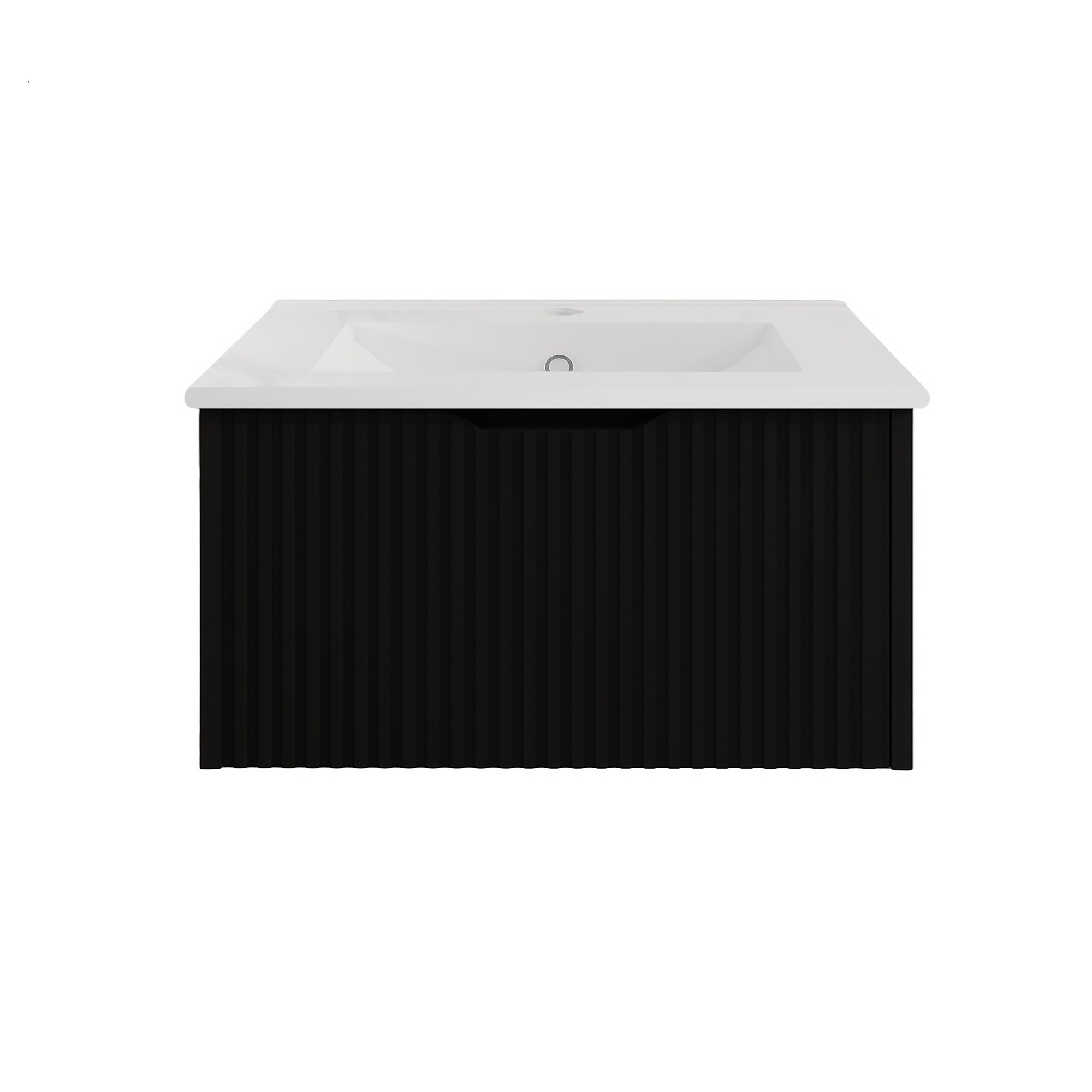 Vienna 900mm Wall Hung Fluted Vanity Cabinet - Matte Black