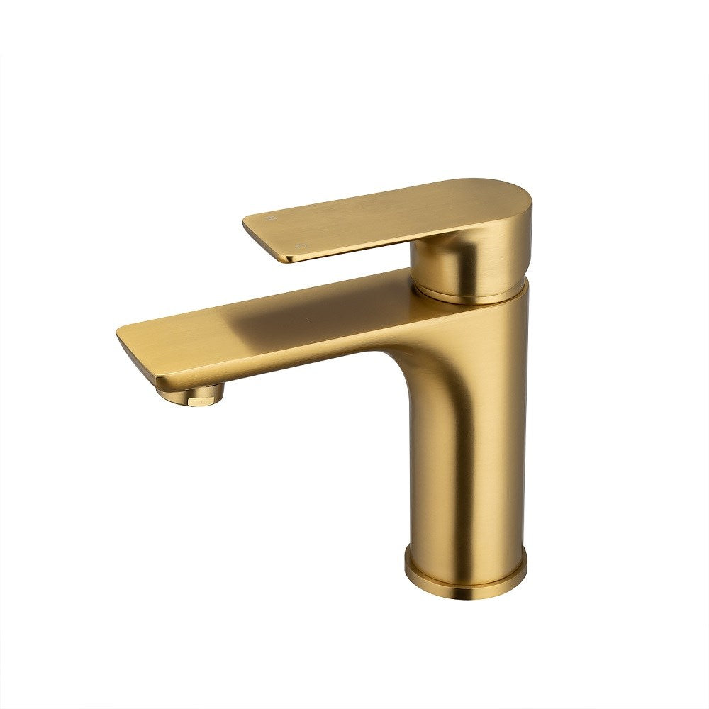 Add a touch of luxury with the VOG Solid Brass Short Basin Mixer in Brushed Brass Gold. Durable, stylish, and easy to install. Shop now at Ezymall!-Basin Mixer-Ezymall AU