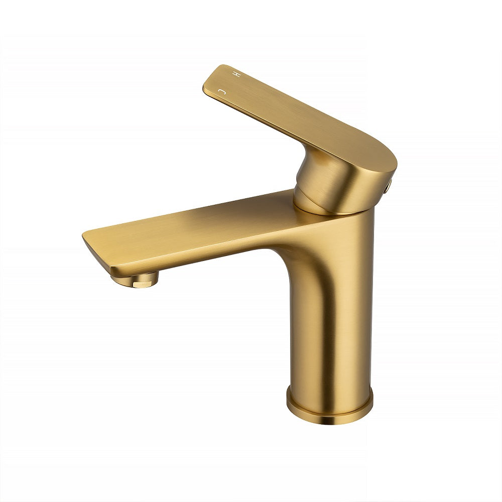 Add a touch of luxury with the VOG Solid Brass Short Basin Mixer in Brushed Brass Gold. Durable, stylish, and easy to install. Shop now at Ezymall!-Basin Mixer-Ezymall AU