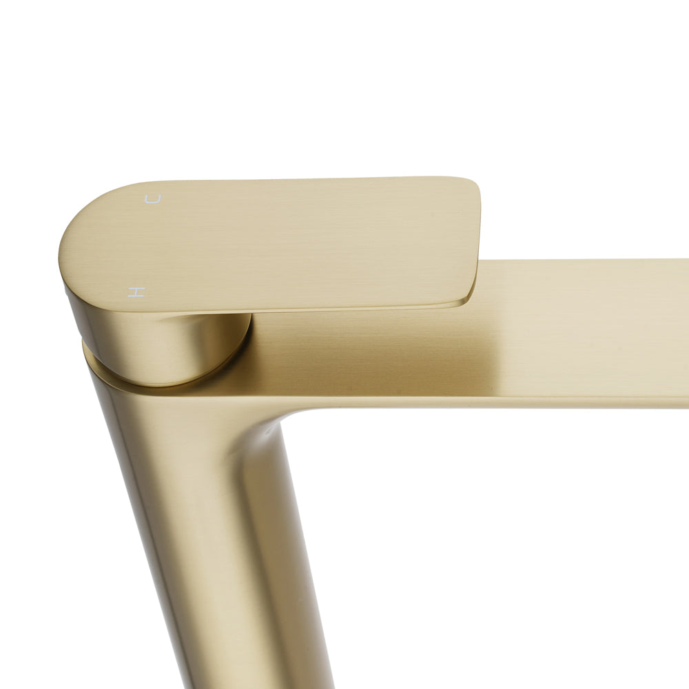 Add elegance to your basin with the VOG Solid Brass Tall Basin Mixer in Light Brushed Brass Gold. Durable, stylish, and easy to install. Shop now at Ezymall!-Basin Mixer-Ezymall AU