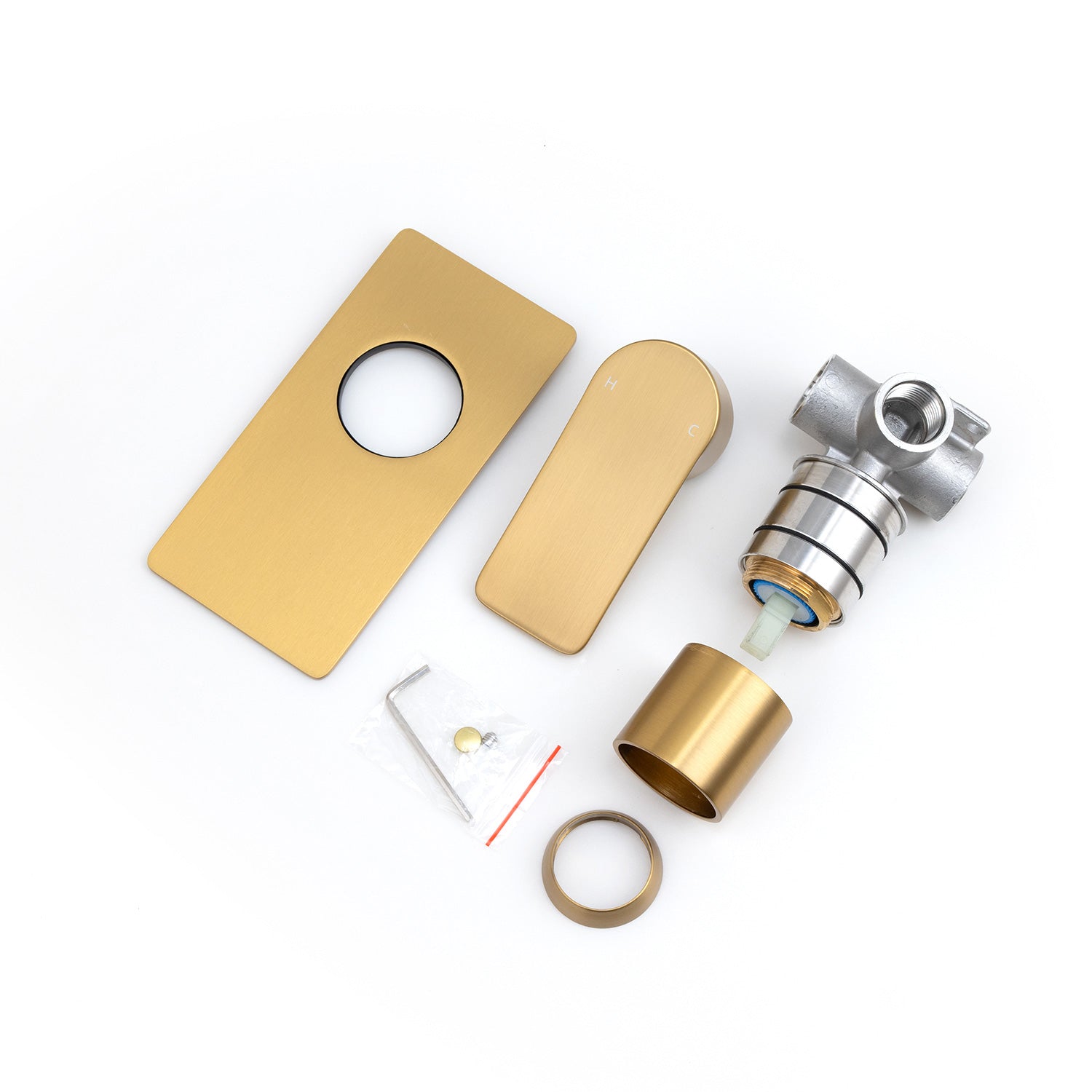 Add a touch of luxury to your bathroom with the VOG solid brass wall mixer in brushed brass gold. Made from solid brass, this mixer is both durable and stylish. Easy to install.-Wall Mixer-Ezymall AU