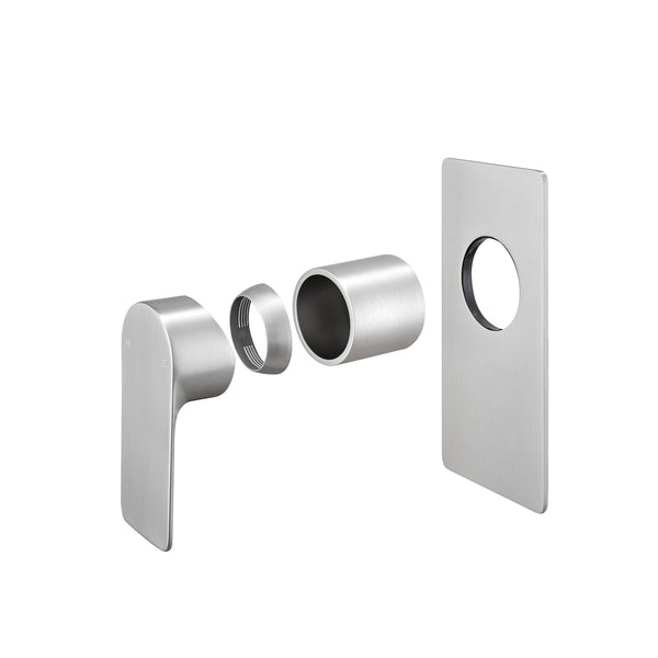 VOG solid brass wall mixer tap brushed nickel silver – view 2