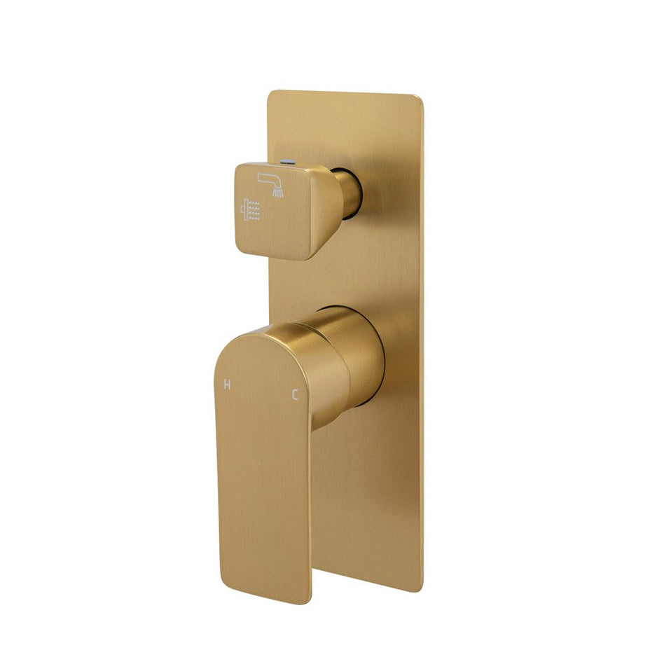 Add a touch of luxury to your shower with the VOG solid brass diverter mixer in brushed brass gold. Made from solid brass, this mixer is both durable and stylish. Easy to install.-Diverter Mixer-Ezymall AU
