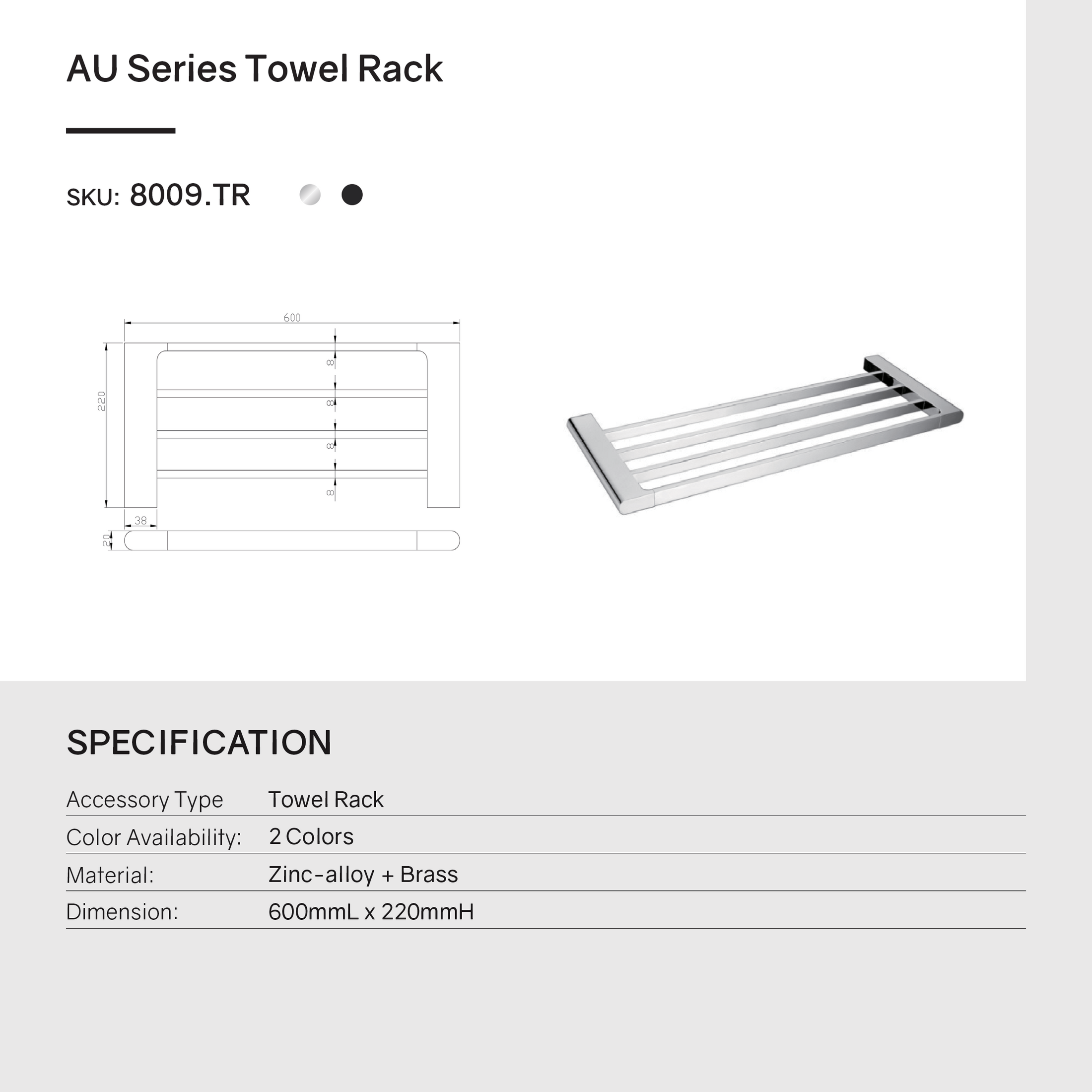 Maximize your towel storage with this 600mm 4-bar towel rail from VOG. Made from zinc-alloy and brass with a chrome silver finish, it's durable and stylish.-Towel Rail-Ezymall AU