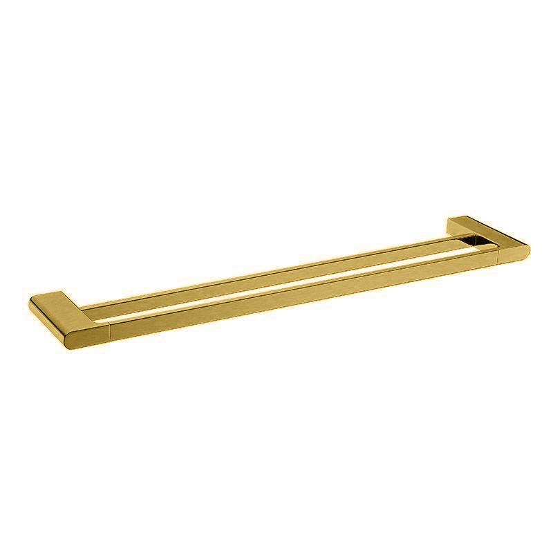 Add a touch of luxury to your bathroom with this Zinc-Alloy and Brass 800mm Double Towel Rail. Featuring a Brushed Brass Gold finish, this towel rail is both stylish and functional. Part of the VOG collection.-Towel Rail-Ezymall AU