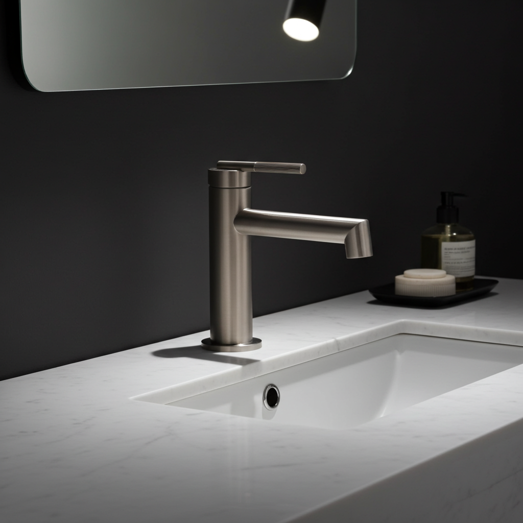 CADDENCE Short Basin Mixer - Solid Brass - Brushed Nickel Silver